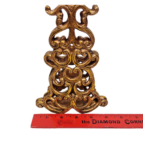 VTG Roman Fleur De Lis Terracotta Pottery Flat Holiday Tree With Star Gold 9" - Picture 7 of 9